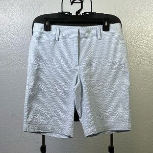 Lands’ End Women’s Mid Rise White/Blue Striped Shorts Size 6